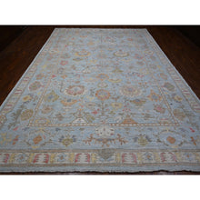 Load image into Gallery viewer, 10&#39;x13&#39;5&quot; Stone Blue, Wool Weft, Tribal Flower And Leaf Design, Vegetable Dyes, Afghan Angora Oushak, Hand Knotted, Oriental Rug FWR532134