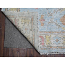 Load image into Gallery viewer, 10&#39;x13&#39;5&quot; Stone Blue, Wool Weft, Tribal Flower And Leaf Design, Vegetable Dyes, Afghan Angora Oushak, Hand Knotted, Oriental Rug FWR532134