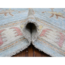 Load image into Gallery viewer, 10&#39;x13&#39;5&quot; Stone Blue, Wool Weft, Tribal Flower And Leaf Design, Vegetable Dyes, Afghan Angora Oushak, Hand Knotted, Oriental Rug FWR532134