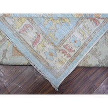 Load image into Gallery viewer, 10&#39;x13&#39;5&quot; Stone Blue, Wool Weft, Tribal Flower And Leaf Design, Vegetable Dyes, Afghan Angora Oushak, Hand Knotted, Oriental Rug FWR532134