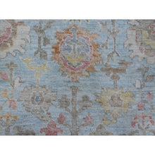 Load image into Gallery viewer, 10&#39;x13&#39;5&quot; Stone Blue, Wool Weft, Tribal Flower And Leaf Design, Vegetable Dyes, Afghan Angora Oushak, Hand Knotted, Oriental Rug FWR532134