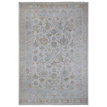 Load image into Gallery viewer, 9&#39;9&quot;x14&#39;2&quot; White Whisper, All Over Village Motifs Design, Wool Weft, Vegetable Dyes, Hand Knotted, Afghan Angora Oushak, Oriental Rug FWR532146