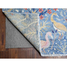 Load image into Gallery viewer, 12&#39;x12&#39; Dodger Blue, Hand Knotted Afghan Peshawar with Birds of Paradise Design, Natural Dyes, 100% Wool, Square Oriental Rug FWR532254