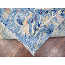 Load image into Gallery viewer, 12&#39;x12&#39; Dodger Blue, Hand Knotted Afghan Peshawar with Birds of Paradise Design, Natural Dyes, 100% Wool, Square Oriental Rug FWR532254