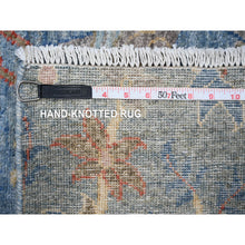 Load image into Gallery viewer, 12&#39;x12&#39; Dodger Blue, Hand Knotted Afghan Peshawar with Birds of Paradise Design, Natural Dyes, 100% Wool, Square Oriental Rug FWR532254