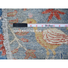 Load image into Gallery viewer, 8&#39;x8&#39; Cornflower Blue, Afghan Peshawar with Birds of Paradise Design, Hand Knotted Natural Dyes, Vibrant Wool, Round Oriental Rug FWR532284