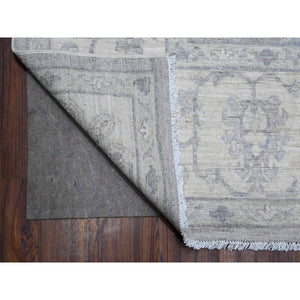 8'10"x11'9" Storm Cloud Gray, Vegetable Dyes Soft and Vibrant Wool, White Wash Fine Peshawar, Hand Knotted Oriental Rug FWR532482