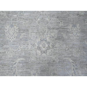 8'10"x11'9" Storm Cloud Gray, Vegetable Dyes Soft and Vibrant Wool, White Wash Fine Peshawar, Hand Knotted Oriental Rug FWR532482