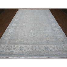 Load image into Gallery viewer, 9&#39;x11&#39;9&quot; Alpaca Gray, Hand Knotted Vegetable Dyes, All Wool, White Wash Peshawar With Faded Floral Pattern, Oriental Rug FWR532488