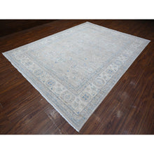 Load image into Gallery viewer, 9&#39;x11&#39;9&quot; Alpaca Gray, Hand Knotted Vegetable Dyes, All Wool, White Wash Peshawar With Faded Floral Pattern, Oriental Rug FWR532488