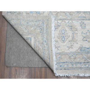 9'x11'9" Alpaca Gray, Hand Knotted Vegetable Dyes, All Wool, White Wash Peshawar With Faded Floral Pattern, Oriental Rug FWR532488