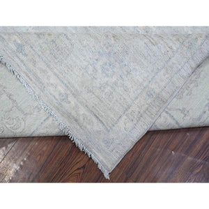 8'10"x11'6" Stardew Gray, Washed Out Peshawar With All Over Design, Hand Knotted Natural Dyes, Shiny Wool, Oriental Rug FWR532494