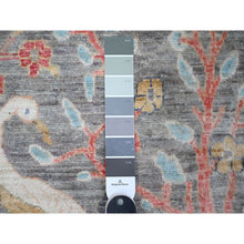 Load image into Gallery viewer, 4&#39;x16&#39; Light Gray, Vegetable Dyes, Pure Wool, Hand Knotted, Afghan Peshawar Borderless Birds of Paradise Design, Wide Runner Oriental Rug FWR532530