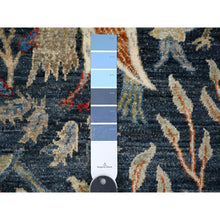 Load image into Gallery viewer, 4&#39;1&quot;x9&#39;8&quot; Penn Blue, Birds of Paradise Tree of Life Afghan Peshawar, Hand Knotted Soft and Vibrant Wool, Vegetable Dyes, Abrash Wide Runner, Oriental Rug FWR532536