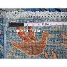 Load image into Gallery viewer, 3&#39;10&quot;x5&#39;10&quot; Flickr Blue, Hand Knotted, Vegetable Dyes, Afghan Peshawar with Birds of Paradise, Abrash, Pure Wool, Oriental Rug FWR532554