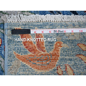 3'10"x5'10" Flickr Blue, Hand Knotted, Vegetable Dyes, Afghan Peshawar with Birds of Paradise, Abrash, Pure Wool, Oriental Rug FWR532554