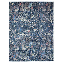 Load image into Gallery viewer, 10&#39;x13&#39;7&quot; Yankees Blue, Afghan Peshawar with Birds of Paradise Design, Abrash, Vegetable Dyes, Pure Wool, Hand Knotted, Oriental Rug FWR532602