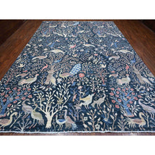 Load image into Gallery viewer, 10&#39;x13&#39;7&quot; Yankees Blue, Afghan Peshawar with Birds of Paradise Design, Abrash, Vegetable Dyes, Pure Wool, Hand Knotted, Oriental Rug FWR532602