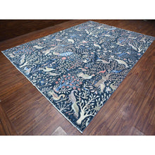 Load image into Gallery viewer, 10&#39;x13&#39;7&quot; Yankees Blue, Afghan Peshawar with Birds of Paradise Design, Abrash, Vegetable Dyes, Pure Wool, Hand Knotted, Oriental Rug FWR532602