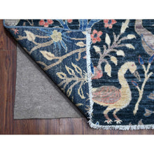 Load image into Gallery viewer, 10&#39;x13&#39;7&quot; Yankees Blue, Afghan Peshawar with Birds of Paradise Design, Abrash, Vegetable Dyes, Pure Wool, Hand Knotted, Oriental Rug FWR532602