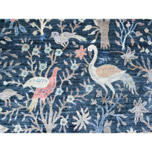 Load image into Gallery viewer, 10&#39;x13&#39;7&quot; Yankees Blue, Afghan Peshawar with Birds of Paradise Design, Abrash, Vegetable Dyes, Pure Wool, Hand Knotted, Oriental Rug FWR532602