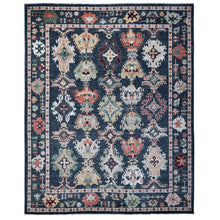 Load image into Gallery viewer, 12&#39;2&quot;x18&#39; Charcoal Black, Wool Weft, Vegetable Dyes With Colorful And Vibrant Tribal Medallions All Over, Hand Knotted, XL Afghan Angora Oushak, Oriental Rug FWR532644