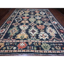 Load image into Gallery viewer, 12&#39;2&quot;x18&#39; Charcoal Black, Wool Weft, Vegetable Dyes With Colorful And Vibrant Tribal Medallions All Over, Hand Knotted, XL Afghan Angora Oushak, Oriental Rug FWR532644