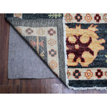 Load image into Gallery viewer, 12&#39;2&quot;x18&#39; Charcoal Black, Wool Weft, Vegetable Dyes With Colorful And Vibrant Tribal Medallions All Over, Hand Knotted, XL Afghan Angora Oushak, Oriental Rug FWR532644