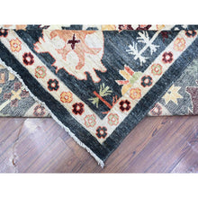 Load image into Gallery viewer, 12&#39;2&quot;x18&#39; Charcoal Black, Wool Weft, Vegetable Dyes With Colorful And Vibrant Tribal Medallions All Over, Hand Knotted, XL Afghan Angora Oushak, Oriental Rug FWR532644