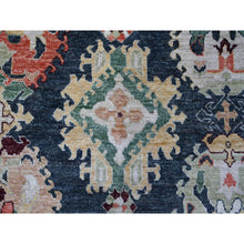 Load image into Gallery viewer, 12&#39;2&quot;x18&#39; Charcoal Black, Wool Weft, Vegetable Dyes With Colorful And Vibrant Tribal Medallions All Over, Hand Knotted, XL Afghan Angora Oushak, Oriental Rug FWR532644