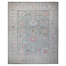 Load image into Gallery viewer, 12&#39;2&quot;x14&#39;5&quot; Silver Green, Oversized, Hand Knotted Angora Oushak, Natural Dyes, All Over Village Motifs, Oriental Rug FWR532650