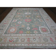 Load image into Gallery viewer, 12&#39;2&quot;x14&#39;5&quot; Silver Green, Oversized, Hand Knotted Angora Oushak, Natural Dyes, All Over Village Motifs, Oriental Rug FWR532650