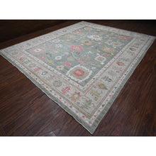 Load image into Gallery viewer, 12&#39;2&quot;x14&#39;5&quot; Silver Green, Oversized, Hand Knotted Angora Oushak, Natural Dyes, All Over Village Motifs, Oriental Rug FWR532650