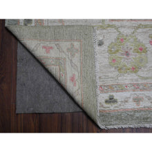 Load image into Gallery viewer, 12&#39;2&quot;x14&#39;5&quot; Silver Green, Oversized, Hand Knotted Angora Oushak, Natural Dyes, All Over Village Motifs, Oriental Rug FWR532650