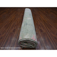 Load image into Gallery viewer, 12&#39;2&quot;x14&#39;5&quot; Silver Green, Oversized, Hand Knotted Angora Oushak, Natural Dyes, All Over Village Motifs, Oriental Rug FWR532650