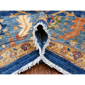 10'3"x13'5" Bayern Blue, Soft And Pure Wool With Sickle Leaf All Over Design, Hand Knotted, Vegetable Dyes, Denser Weave, Heriz, Oriental Rug FWR532884