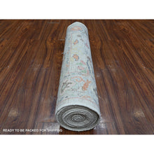 Load image into Gallery viewer, 3&#39;x16&#39;4&quot; Baby Blue, Soft Pile, Hand Knotted, Wool Weft, Natural Dyes, Tribal Flower And Leaf Design, Afghan Angora Oushak, XL Runner Oriental Rug FWR532944