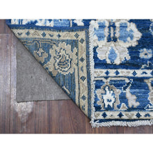 Load image into Gallery viewer, 2&#39;10&quot;x7&#39;8&quot; Lapis Blue, Vegetable Dyes, Hand Knotted, Wool Weft, All Over Village Medallions Design, Afghan Angora Oushak, Runner Oriental Rug FWR532974