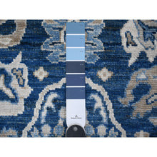 Load image into Gallery viewer, 2&#39;10&quot;x7&#39;8&quot; Lapis Blue, Vegetable Dyes, Hand Knotted, Wool Weft, All Over Village Medallions Design, Afghan Angora Oushak, Runner Oriental Rug FWR532974