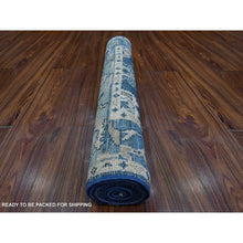 Load image into Gallery viewer, 2&#39;10&quot;x7&#39;8&quot; Lapis Blue, Vegetable Dyes, Hand Knotted, Wool Weft, All Over Village Medallions Design, Afghan Angora Oushak, Runner Oriental Rug FWR532974