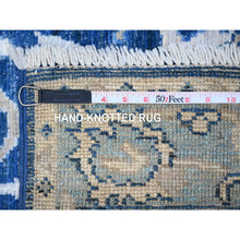 Load image into Gallery viewer, 2&#39;10&quot;x7&#39;8&quot; Lapis Blue, Vegetable Dyes, Hand Knotted, Wool Weft, All Over Village Medallions Design, Afghan Angora Oushak, Runner Oriental Rug FWR532974