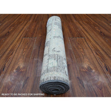 Load image into Gallery viewer, 2&#39;8&quot;x7&#39;9&quot; Scorpion Gray, Hand Knotted With Extra Soft Wool Foundation, Tribal Medallions All Over Design, Natural Dyes, Afghan Angora Oushak, Runner Oriental Rug FWR532992