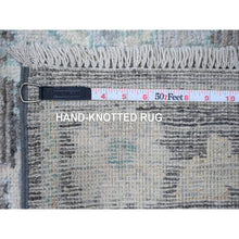 Load image into Gallery viewer, 2&#39;8&quot;x7&#39;9&quot; Scorpion Gray, Hand Knotted With Extra Soft Wool Foundation, Tribal Medallions All Over Design, Natural Dyes, Afghan Angora Oushak, Runner Oriental Rug FWR532992