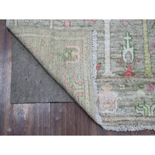 Load image into Gallery viewer, 2&#39;9&quot;x11&#39;10&quot; Sage Green, Hand Knotted, Natural Dyes, Willow and Cypress Tree Design, Wool Weft, Afghan Angora Oushak, Runner Oriental Rug FWR533010