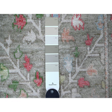 Load image into Gallery viewer, 2&#39;9&quot;x11&#39;10&quot; Sage Green, Hand Knotted, Natural Dyes, Willow and Cypress Tree Design, Wool Weft, Afghan Angora Oushak, Runner Oriental Rug FWR533010