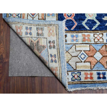 Load image into Gallery viewer, 9&#39;1&quot;x11&#39;4&quot; Tufts Blue, Vegetable Dyes, Anatolian Village Inspired With Central Large Tribal Geometric Medallion, Extra Soft Wool, Hand Knotted, Oriental Rug FWR533046