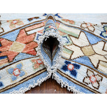 Load image into Gallery viewer, 9&#39;1&quot;x11&#39;4&quot; Tufts Blue, Vegetable Dyes, Anatolian Village Inspired With Central Large Tribal Geometric Medallion, Extra Soft Wool, Hand Knotted, Oriental Rug FWR533046