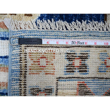 Load image into Gallery viewer, 9&#39;1&quot;x11&#39;4&quot; Tufts Blue, Vegetable Dyes, Anatolian Village Inspired With Central Large Tribal Geometric Medallion, Extra Soft Wool, Hand Knotted, Oriental Rug FWR533046