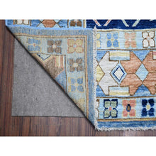 Load image into Gallery viewer, 9&#39;5&quot;x14&#39;7&quot; Maya Blue, Tribal Village Anatolian Design, Hand Knotted, Vegetable Dyes, Central Medallion Design, Pure Vibrant Wool, Oriental Rug FWR533058