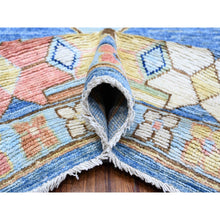 Load image into Gallery viewer, 9&#39;5&quot;x14&#39;7&quot; Maya Blue, Tribal Village Anatolian Design, Hand Knotted, Vegetable Dyes, Central Medallion Design, Pure Vibrant Wool, Oriental Rug FWR533058